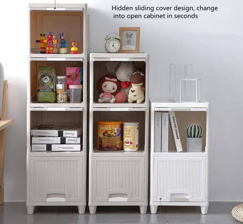 Ashlas Plastic Storage Bins with Drawers Foldable Stackable Storage Bins with Lids Closet Craft Organizers and Storage Plastic Drawer 4 Layer Cabinet Grey Color - Image 4