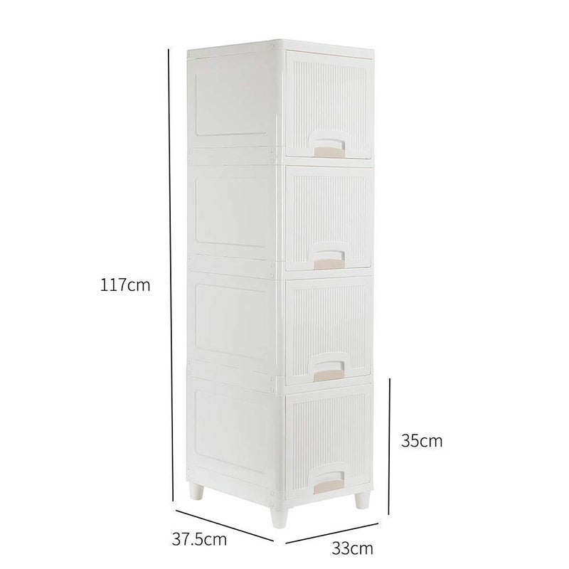 Ashlas Plastic Storage Bins with Drawers Foldable Stackable Storage Bins with Lids Closet Craft Organizers and Storage Plastic Drawer 4 Layer Cabinet Grey Color - Image 5