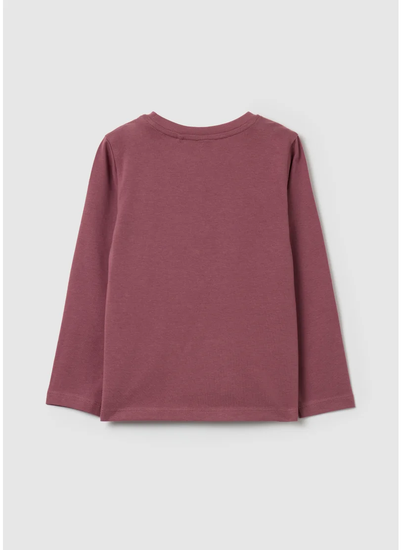Ovs T-shirt with glitter print and long sleeves