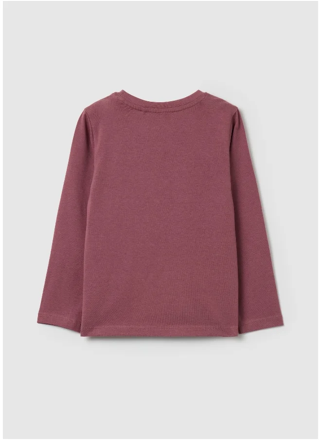 او في اس T-shirt with glitter print and long sleeves