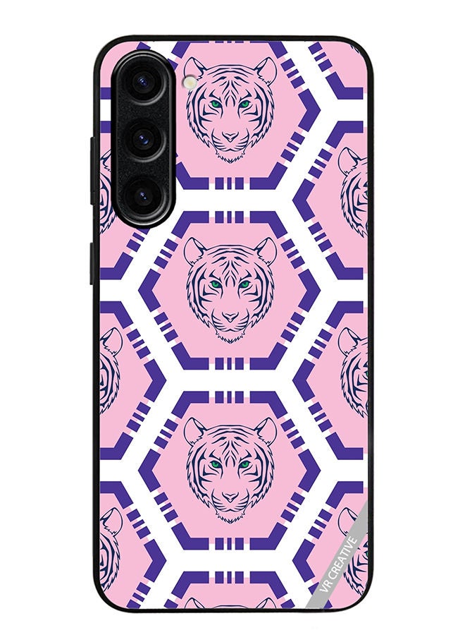 VR CREATIVE Protective Case Cover For Samsung Galaxy S23 Tiger Pink And Purple Design Multicolour - Image 1