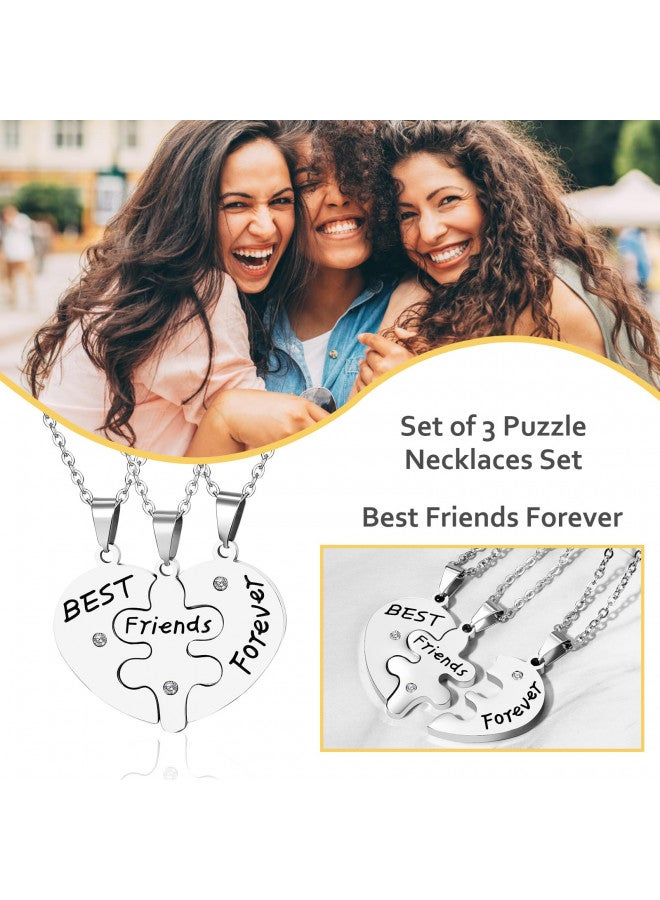 OIDEA Sets of 3pcs Stainless Steel Friendship Best Friends Forever Messages Puzzle Necklaces for Mother's Day Gifts,with Chains Included - Image 4