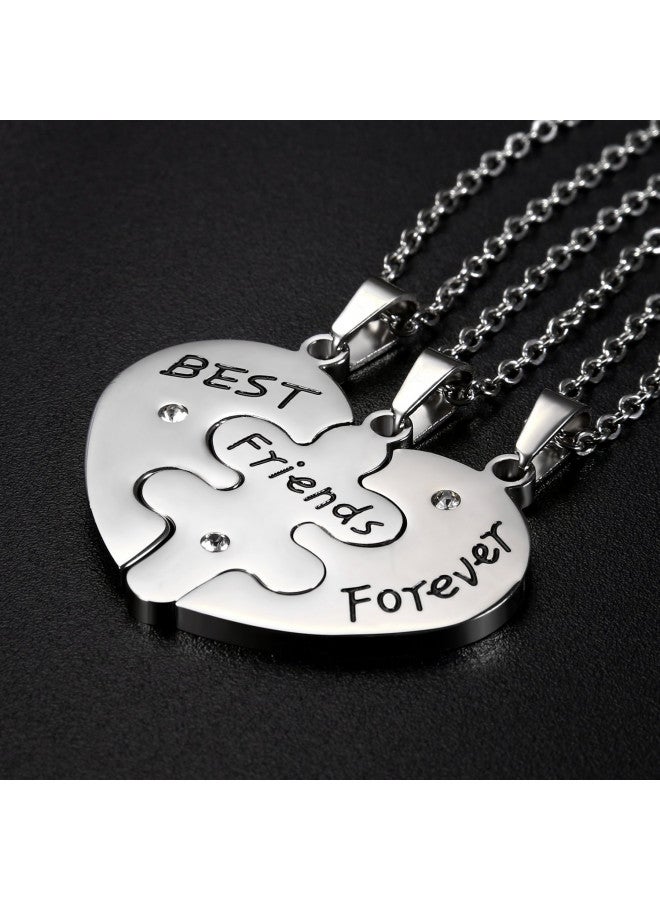 OIDEA Sets of 3pcs Stainless Steel Friendship Best Friends Forever Messages Puzzle Necklaces for Mother's Day Gifts,with Chains Included - Image 2
