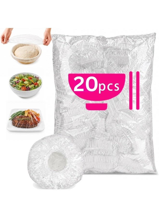 Elastic Food Storage Covers, Clear Stretch Covers for Kitchen Containers, 20 Pack - Image 1