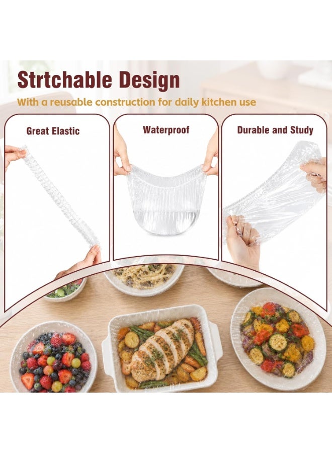 Elastic Food Storage Covers, Clear Stretch Covers for Kitchen Containers, 20 Pack - Image 2