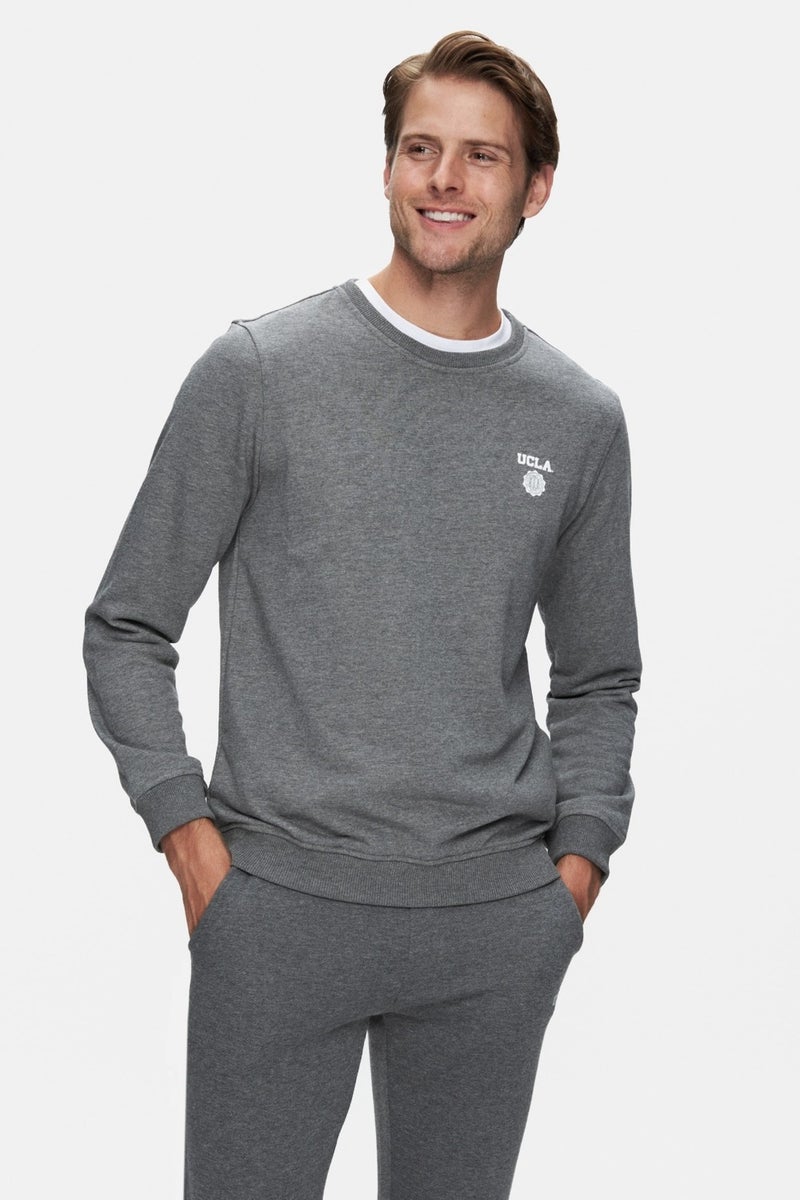 UCLA Valley Dark Grey Crew Neck Printed Standard Fit Men's Sweatshirt  - Image 1