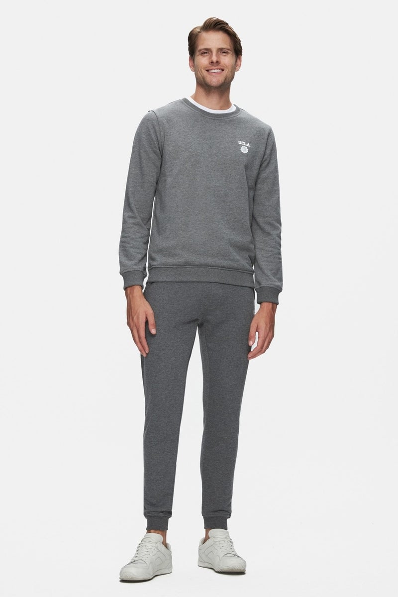UCLA Valley Dark Grey Crew Neck Printed Standard Fit Men's Sweatshirt  - Image 3