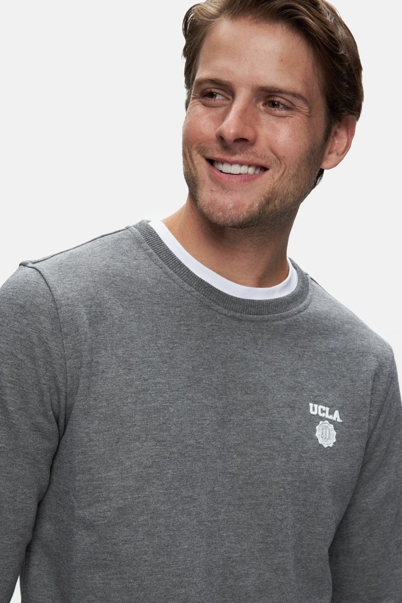 UCLA Valley Dark Grey Crew Neck Printed Standard Fit Men's Sweatshirt  - Image 2