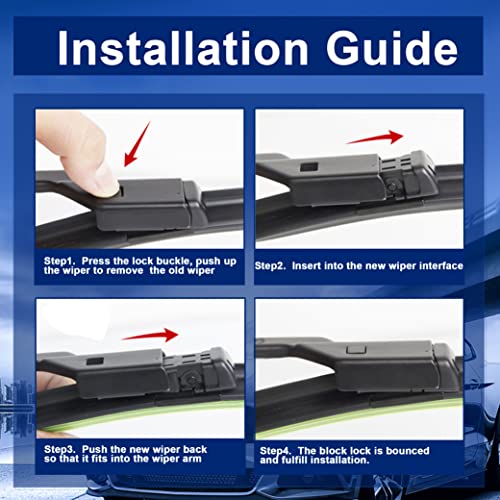 Raintok مجموعة شفرات مساحات الزجاج الأمامي RAINTOK بديل لسيارة لكزس RX350 2016 2017 2018 2019 2020 2021 بديل المعدات الأصلية للزجاج الأمامي والخلفي - 26"/20"/16" (مجموعة من 3) قفل علوي - Image 5
