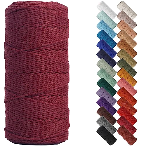 NOANTA Wine Red Macrame Cord 2mm x 220yards Colored Macrame Rope Cotton Rope Macrame Yarn Colorful Cotton Craft Cord for Wall Hanging Plant Hangers Crafts Knitting - Image 1