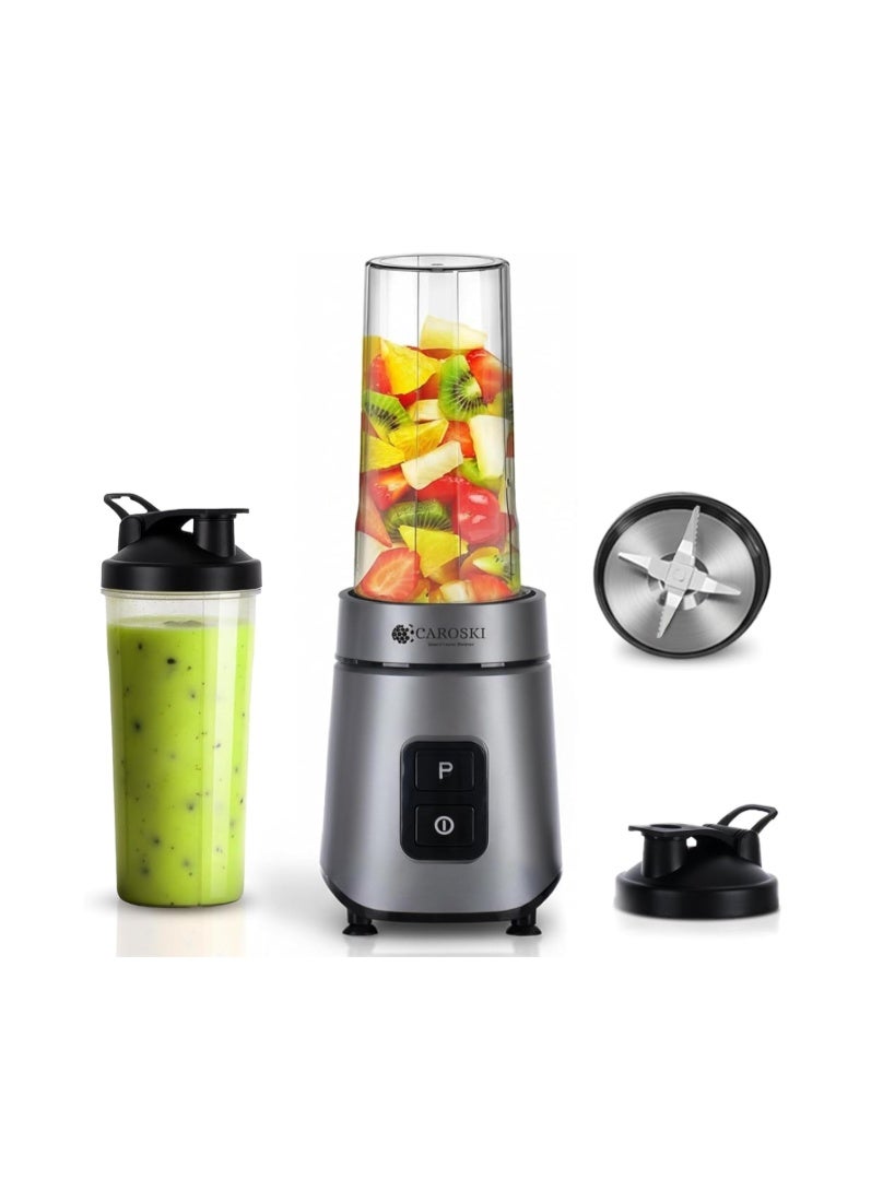 Smoothie Maker 550W High Speed Blender – 2 × 600ml Travel Bottles, Stainless Steel Blades, 100% Copper Motor, On/Off Switch, Anti-Slip Base, VDE Plug, Perfect for Juices, Shakes & Smoothies