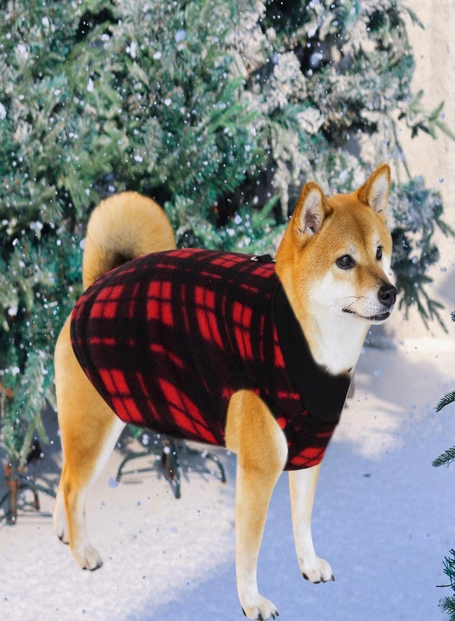 Rbenxia 4 Pieces Buffalo Plaid Dog Sweaters with Leash Ring Soft Fleece Vest Dogs Pullover Warm Jacket Pet Dogs Clothes Winter Dog Outfits for Small Puppy Cat Pets (Green, Blue, Grey, Red, Medium) - Image 5