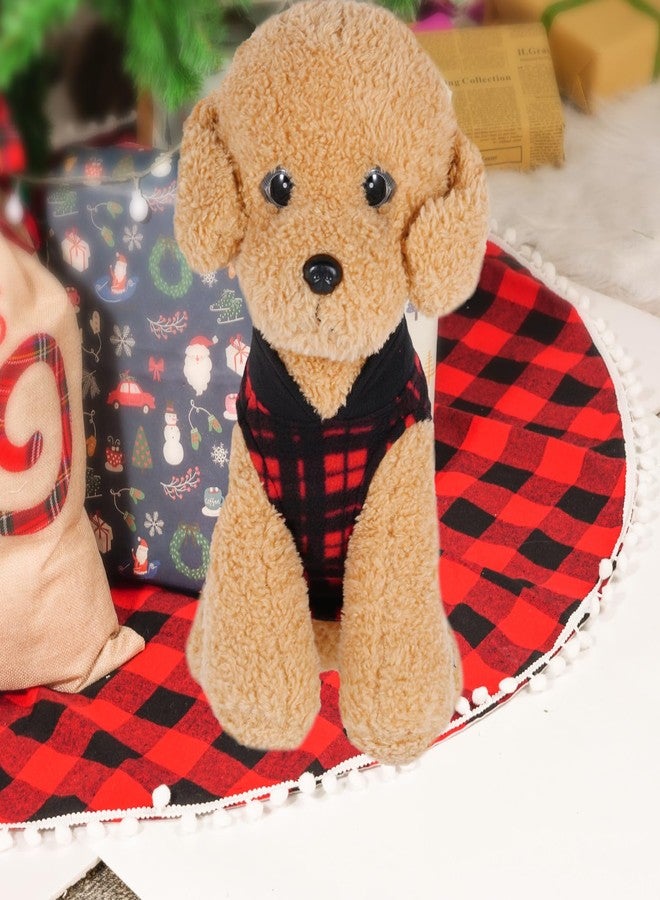 Rbenxia 4 Pieces Buffalo Plaid Dog Sweaters with Leash Ring Soft Fleece Vest Dogs Pullover Warm Jacket Pet Dogs Clothes Winter Dog Outfits for Small Puppy Cat Pets (Green, Blue, Grey, Red, Medium) - Image 3