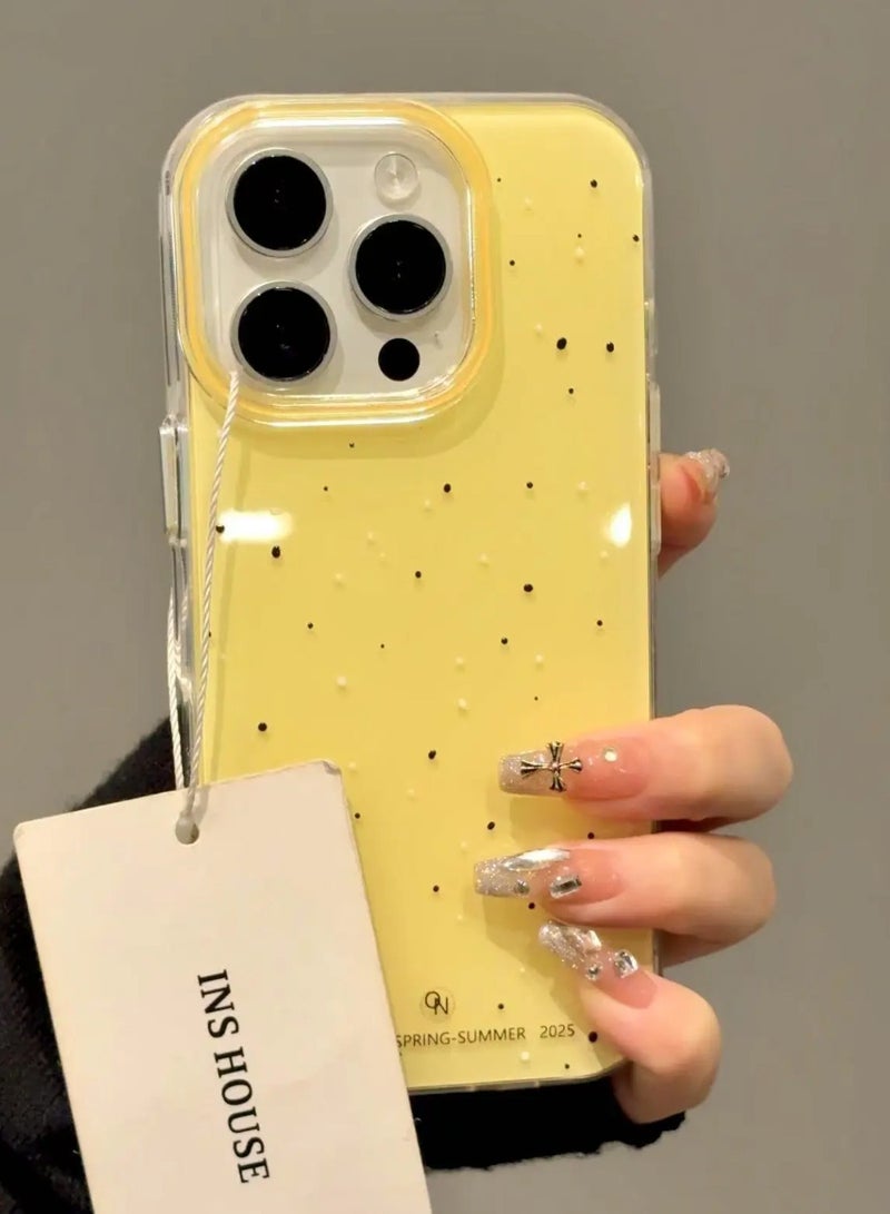 NIBEMINENT Full Screen Splashes Of Ink Protective TPU Case Cover For iPhone 16 Plus, Yellow Background