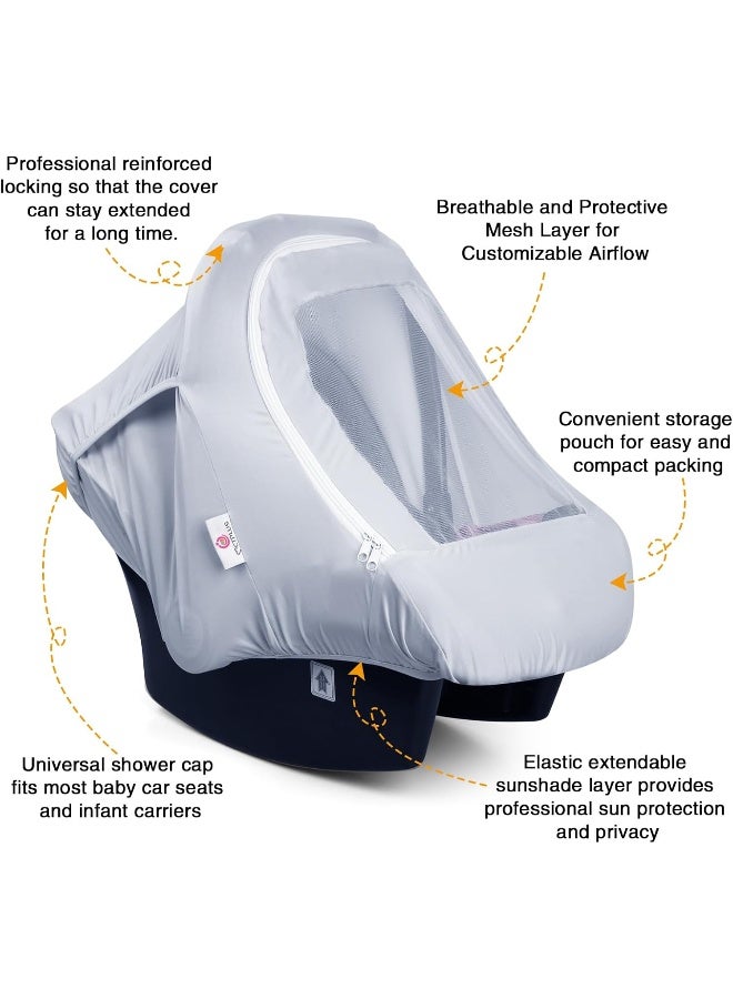Metplus 2-in-1 Baby Car Seat Cover, Multi Use Cover for Baby Car Seat Canopy with Privacy Sun Shade, Protect Your Baby's Safety Seat with Style, Infant Carrier Covers for Boys & Girls - Image 3