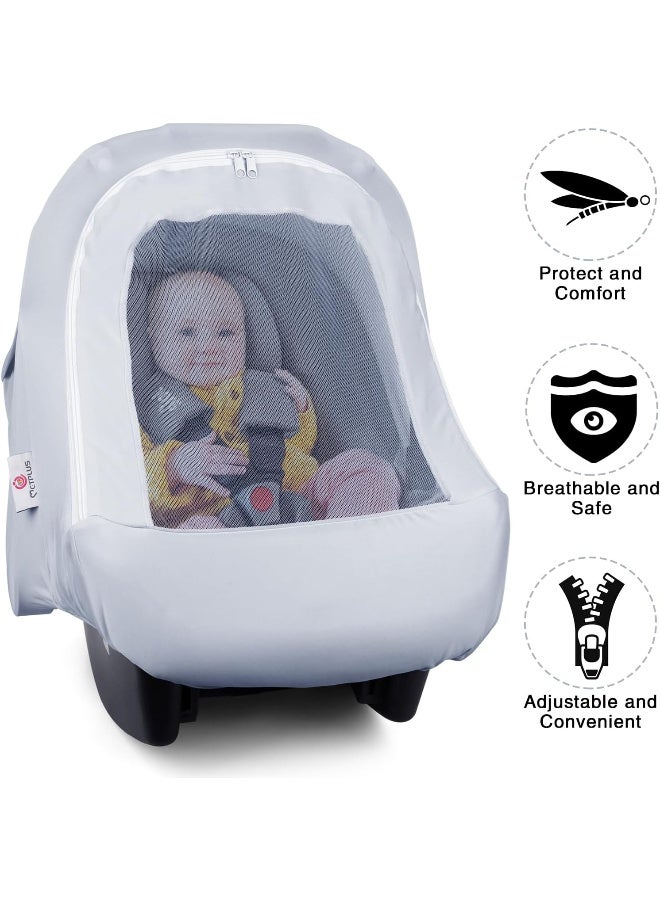 Metplus 2-in-1 Baby Car Seat Cover, Multi Use Cover for Baby Car Seat Canopy with Privacy Sun Shade, Protect Your Baby's Safety Seat with Style, Infant Carrier Covers for Boys & Girls - Image 4