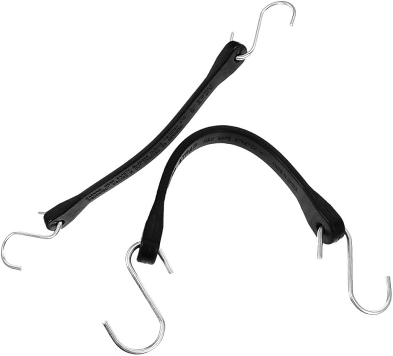 2Pcs Black Elastic Tie Down Straps with Hooks for Trailer Outdoor Tarp Bungee Cords - Image 1