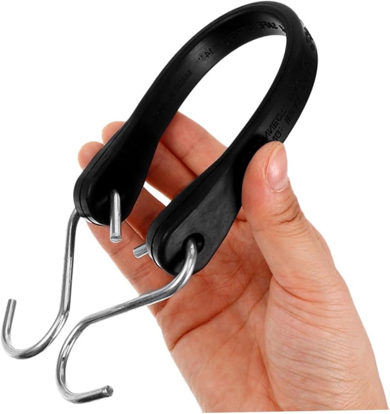 2Pcs Black Elastic Tie Down Straps with Hooks for Trailer Outdoor Tarp Bungee Cords - Image 4
