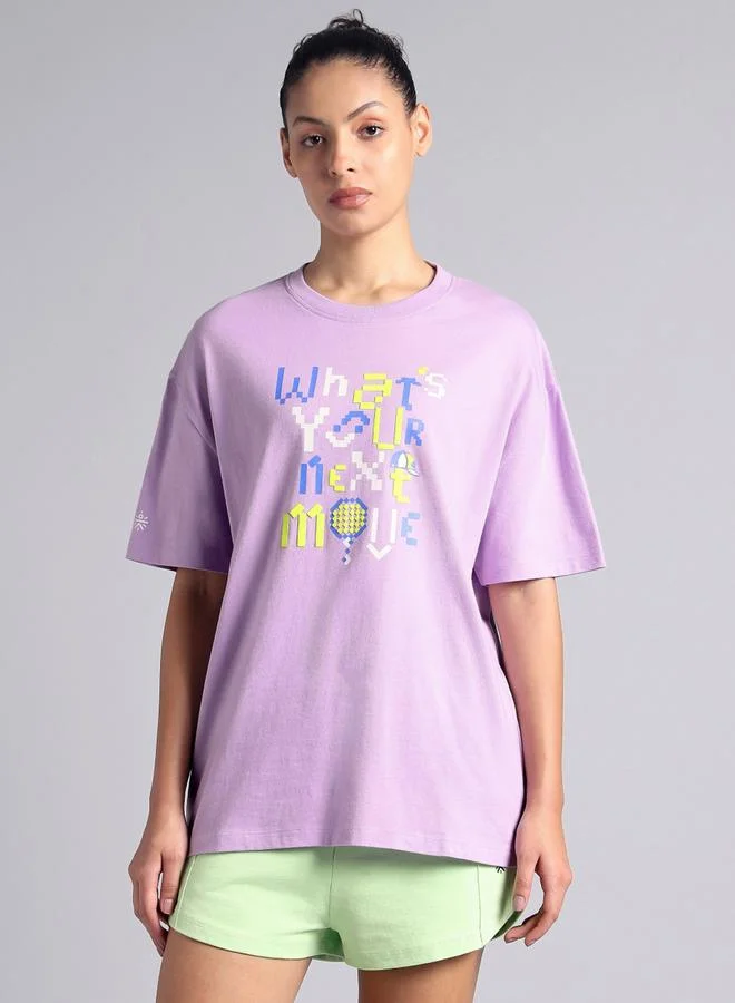 كالت تيشرت رياضي جرافيك قصة واسعة