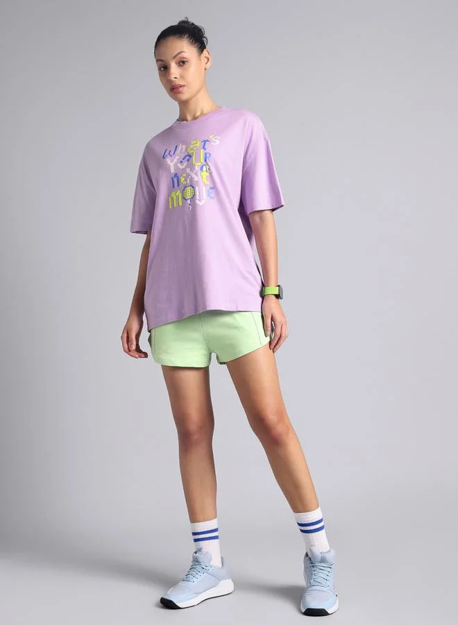 كالت تيشرت رياضي جرافيك قصة واسعة