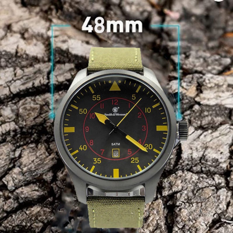 Smith & Wesson Men's N.A.T.O. Watch, 5ATM, Japanese Movement, Stainless Steel, Water Resistant, Tactical Watch, Precision Quart, Scratch Resistant, Date Display, 48mm - Image 5