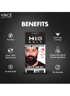 VINCE Beard & Mustache Color (BM-02) – Natural Black – Ammonia-Free, 100% Grey Coverage, Olive Oil & Avocado Oil Infused, Quick 5-Minute Application, Long-Lasting Results, Full Kit Included  - Image 3