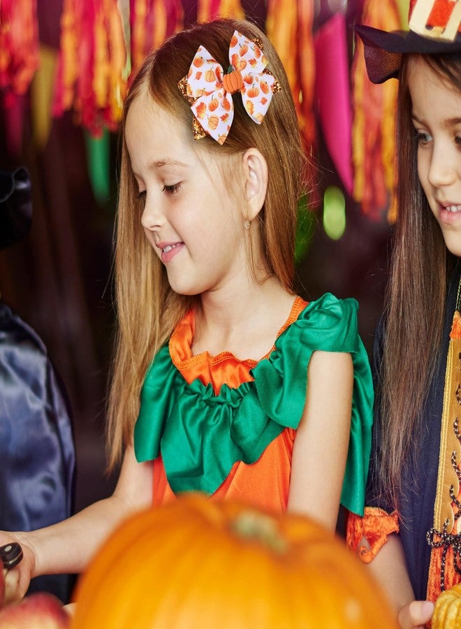 melyde Glitter Pumpkin Hair Bow Clips Halloween Thanksgiving print Hairpins Kids Girls Fall Holiday Hair Accessories for Halloween Thanksgiving Party Decor, Yellow - Image 4