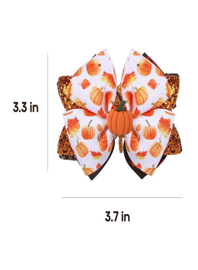 melyde Glitter Pumpkin Hair Bow Clips Halloween Thanksgiving print Hairpins Kids Girls Fall Holiday Hair Accessories for Halloween Thanksgiving Party Decor, Yellow - Image 5