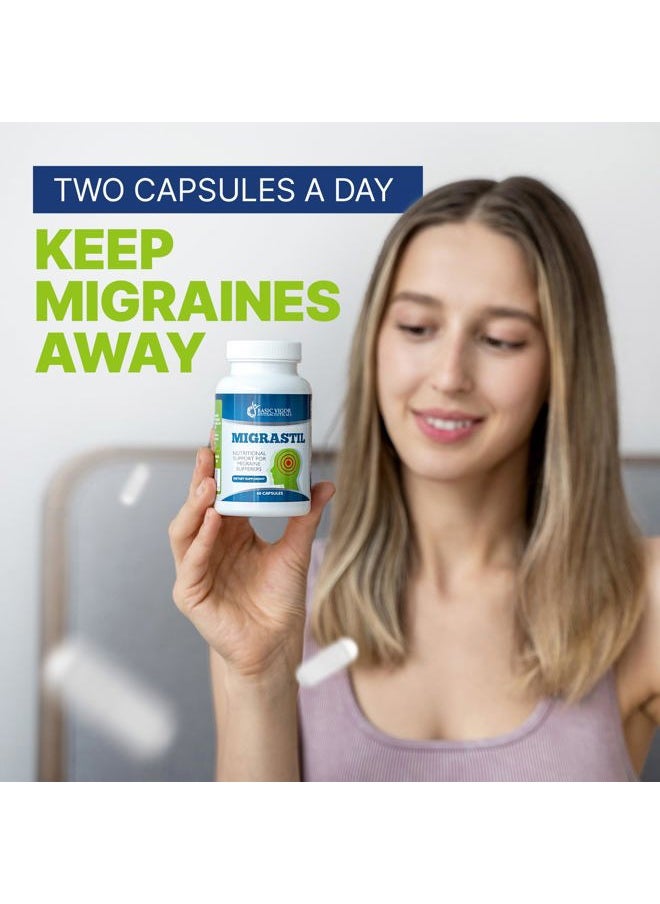 Basic Vigor Migrastil Migraine Support Capsules. Feverfew, Magnesium, Taurine & Vitamin B1 for Migraines Natural Supplement. Made in The USA. Vegan and Gluten Free.  - Image 4