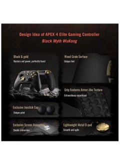 FlyDigi APEX 4 Elite PC Controller Force Feedback Trigger Force-Adjustable Alloy Joystick Full-Color LCD Display 1500mAh 2000Hz Report Rate Stereo Vibration PC/NS/TV/Android/Laptop (Wukong Edition)  - Image 3