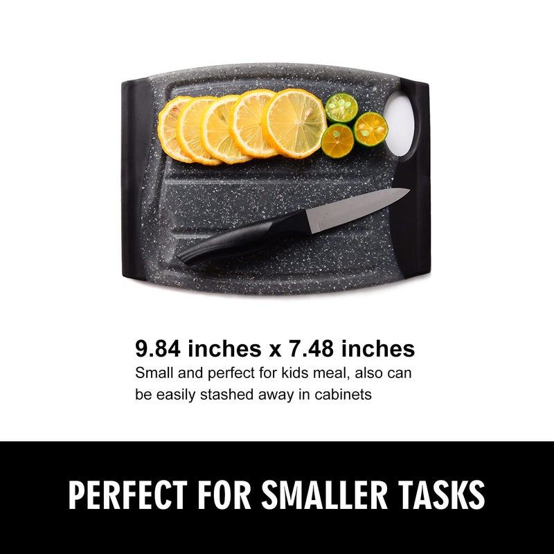 Ginkick Mini Cutting Board 7.48"" Plastic Cutting Board For Kitchen Small Cutting Board With Multiple Juice Grooves Dishwasher Safe Non-Slip Bpa Free Easy Grip Handle (Black) - Image 2
