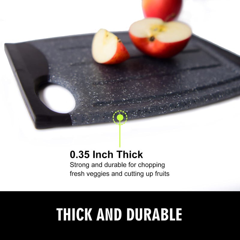 Ginkick Mini Cutting Board 7.48"" Plastic Cutting Board For Kitchen Small Cutting Board With Multiple Juice Grooves Dishwasher Safe Non-Slip Bpa Free Easy Grip Handle (Black) - Image 3