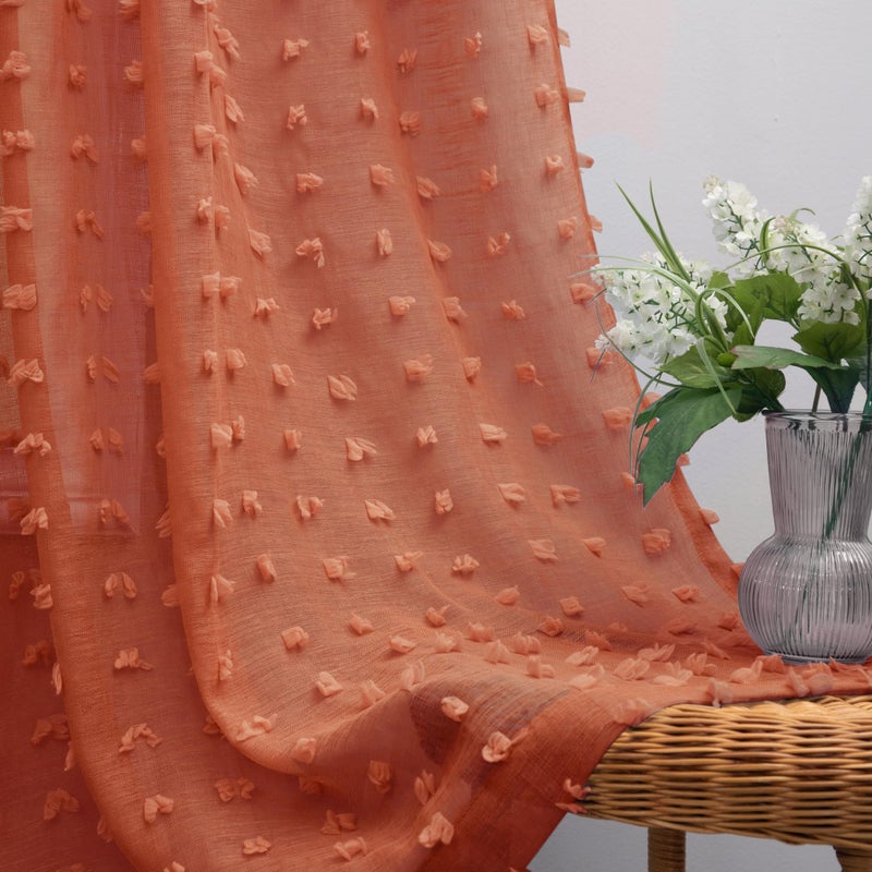 ستائر كوفال مصنوعة من قماش مخملي بطول 84 بوصة لغرفة المعيشة، ستائر شفافة بلون برتقالي محترق داكن، مجموعة من 2 لوح بطول 84 بوصة بلون تيراكوتا