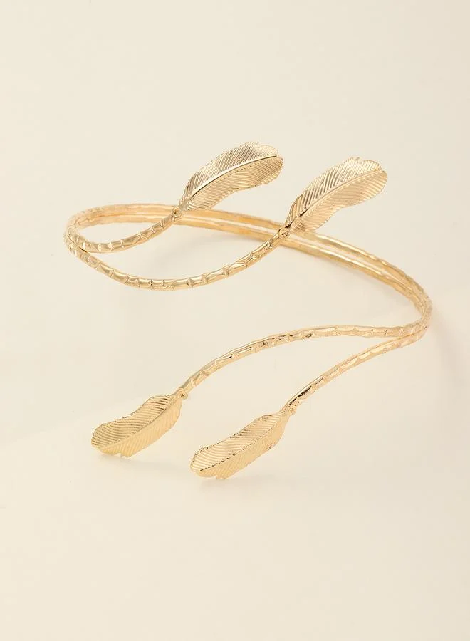 Take Two Gold Tone Feather Design Armlet Bracelet