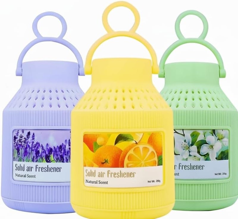 KASTWAVE Car Air Freshener, Hanging Solid Gel Scent, Natural Long-Lasting Scents – Lemon, Lavender & Jasmine – Car Interior Freshener for Odor Removal and Aroma (230g x 3) - Image 1