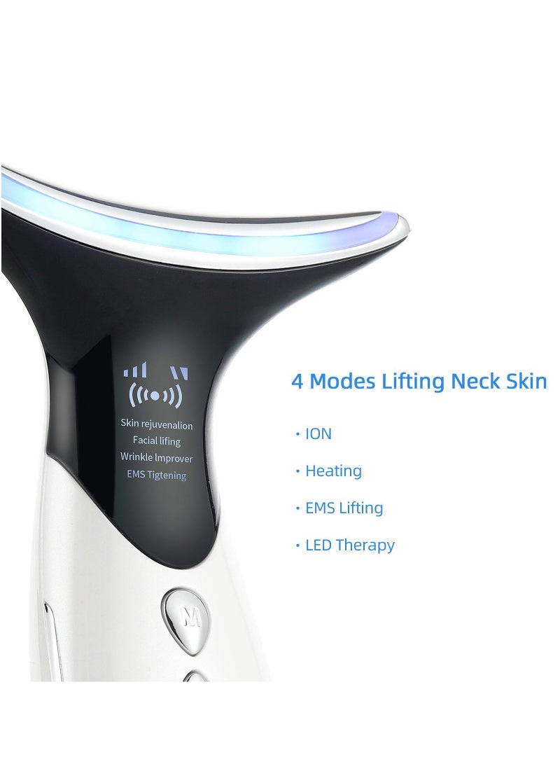 SYOSI Face Massager with LED Therapy,  Heating Face Chin Lift Devices, V Shaped Firming EMS Vibration Facial Massager for Anti Aging Wrinkle Lifting and Tighten, 3 Modes Massage Face Toning Firming - Image 2