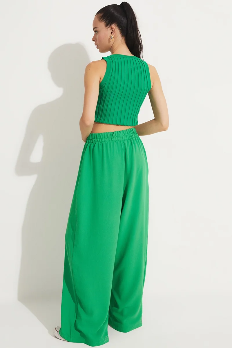 JUNE Loose Cut Elastic Waist Trousers