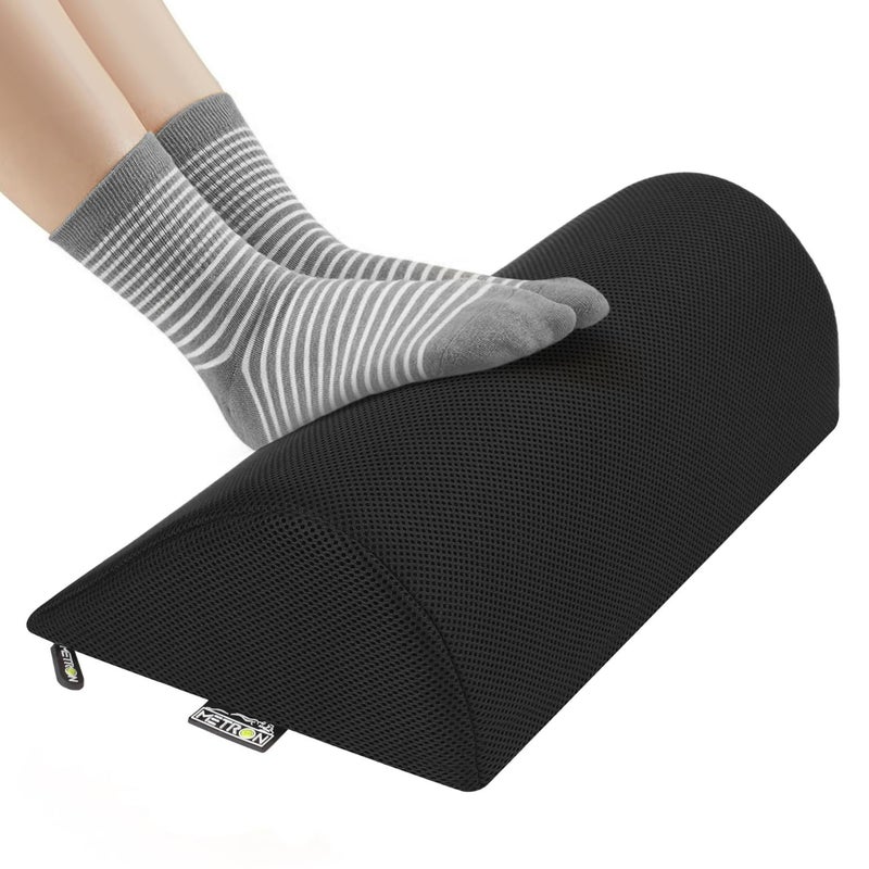Metron Foot Rest for Office Chair Office Foot Rest for Under Desk or Table Ergonomic Foot Rest for Computer Desk Suitable for Home Offices Washable Removable Cover Pack of 1 Black - Image 1