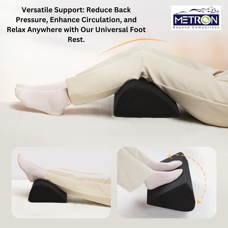 Metron Foot Rest for Office Chair Office Foot Rest for Under Desk or Table Ergonomic Foot Rest for Computer Desk Suitable for Home Offices Washable Removable Cover Pack of 1 Black - Image 3