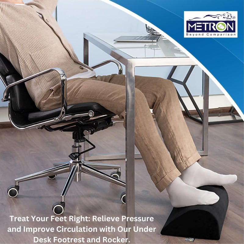 Metron Foot Rest for Office Chair Office Foot Rest for Under Desk or Table Ergonomic Foot Rest for Computer Desk Suitable for Home Offices Washable Removable Cover Pack of 1 Black - Image 4
