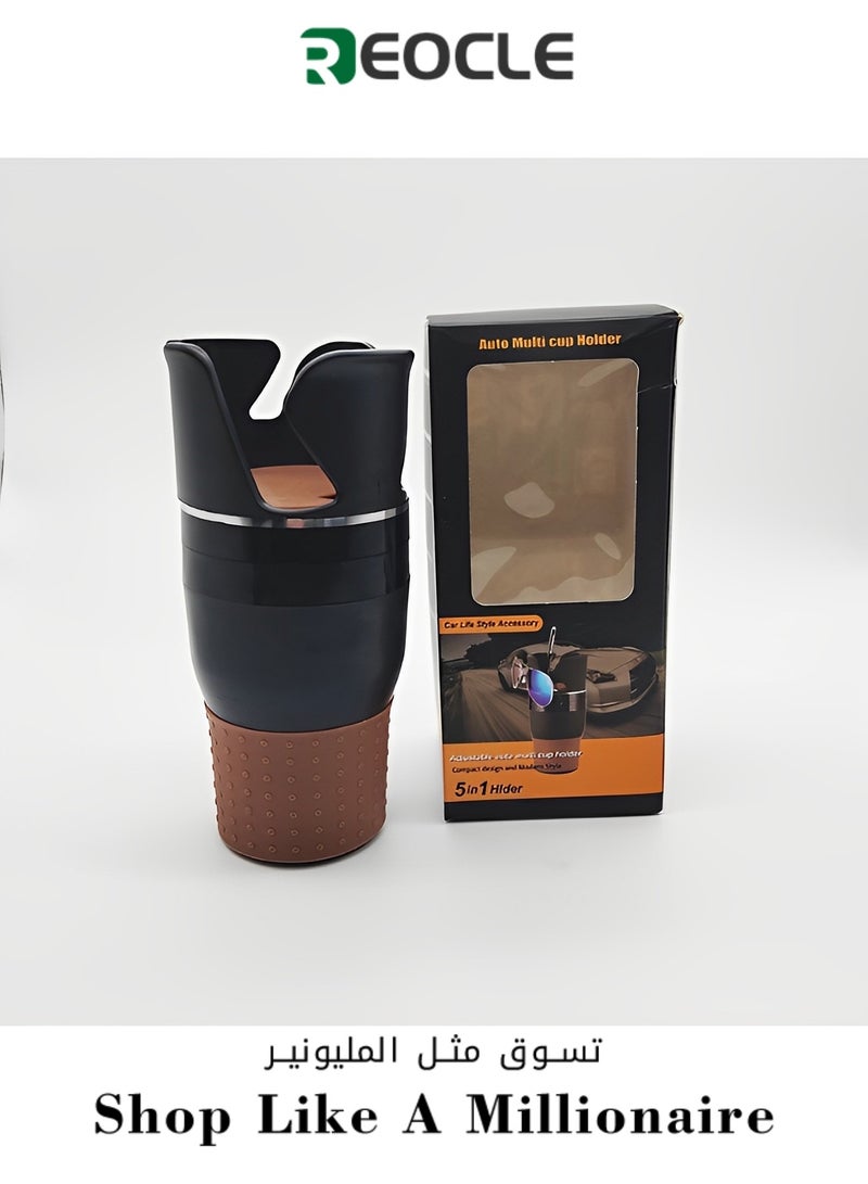 REOCLE 5 in 1 Car Cup Holder Expander Adjustable Cup Holder for Car Cup Holder Phone Mount Universal Insert Expandable Cup Sundry Storage for Snack & Bottles & Drinks - Image 1