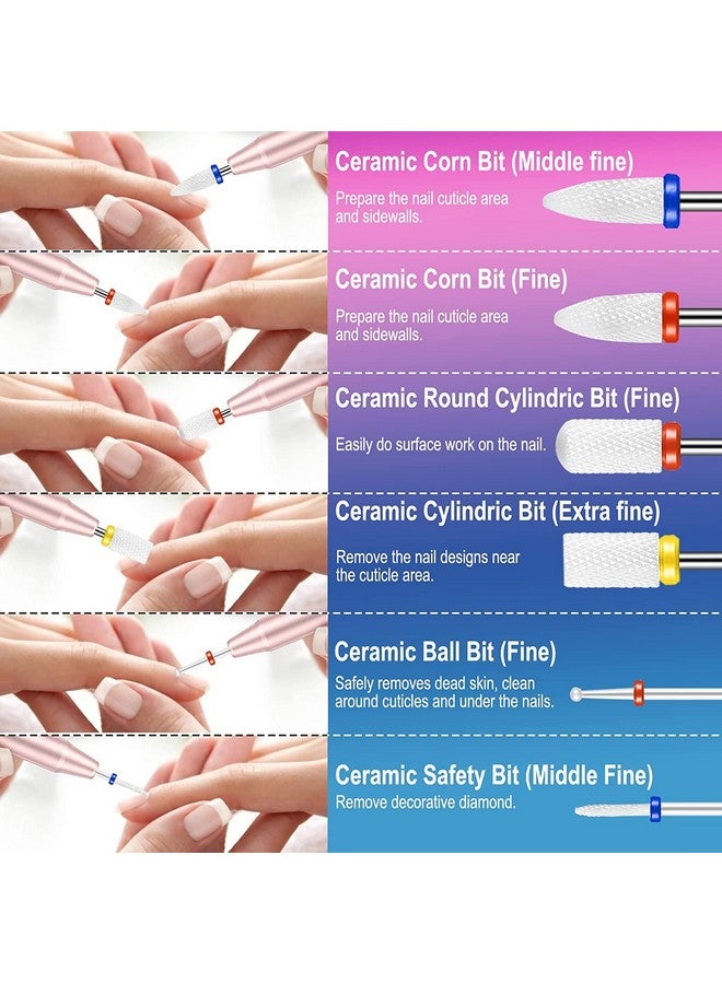 مجموعة لقم مثقاب الأظافر 25 قطعة مع حامل مثقاب الأظافر المحمول 332 بوصة لقم مثقاب الأظافر للأظافر الأكريليك، لقم إزالة الجلد من كربيد الماس والسيراميك للمنزل، صالون جل الأكريليك لطلاء الأظافر - Image 3