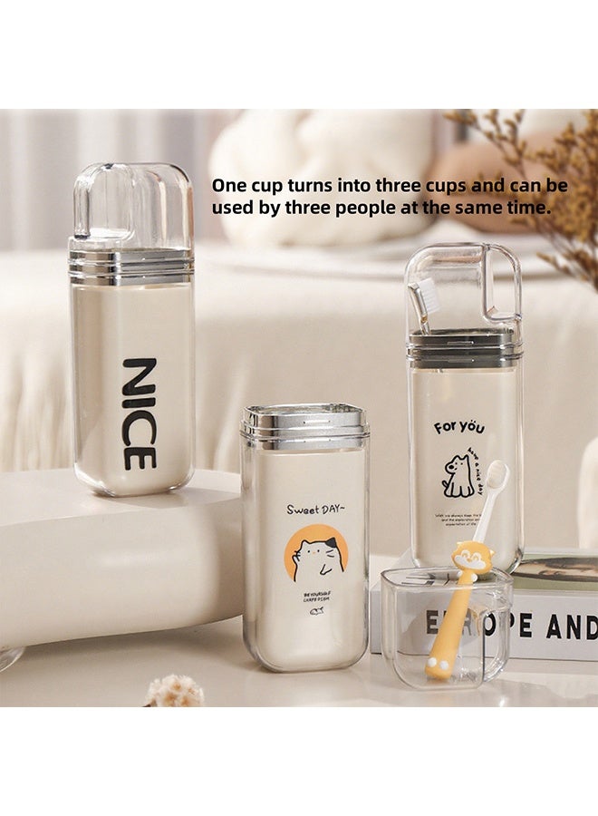 3-In-1 Travel Toiletry Cup, Multi-Functional Reusable Toothbrush Cup, Portable Travel Toothbrush Tumbler, Mouthwash Cup, Family Multi-Person Travel Toothbrush Cup - Image 4