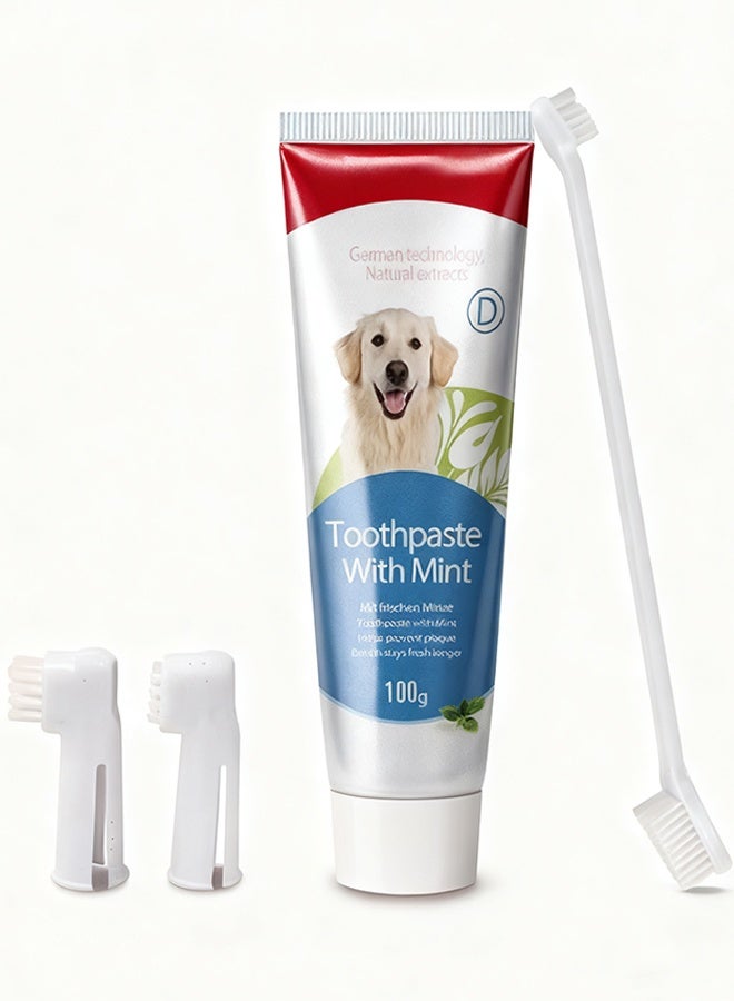 Bioline Dog Toothbrush and Toothpaste Kit Set for Dog Teeth Cleaning and Care,Extra Fingerbrush Brushing Dog Dental Care Kit Set - Image 1