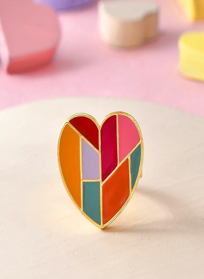 VOYLLA Valentine's Day Mosaic Heart Ring, Gift For Her, Valentines Gift For Her - Image 2