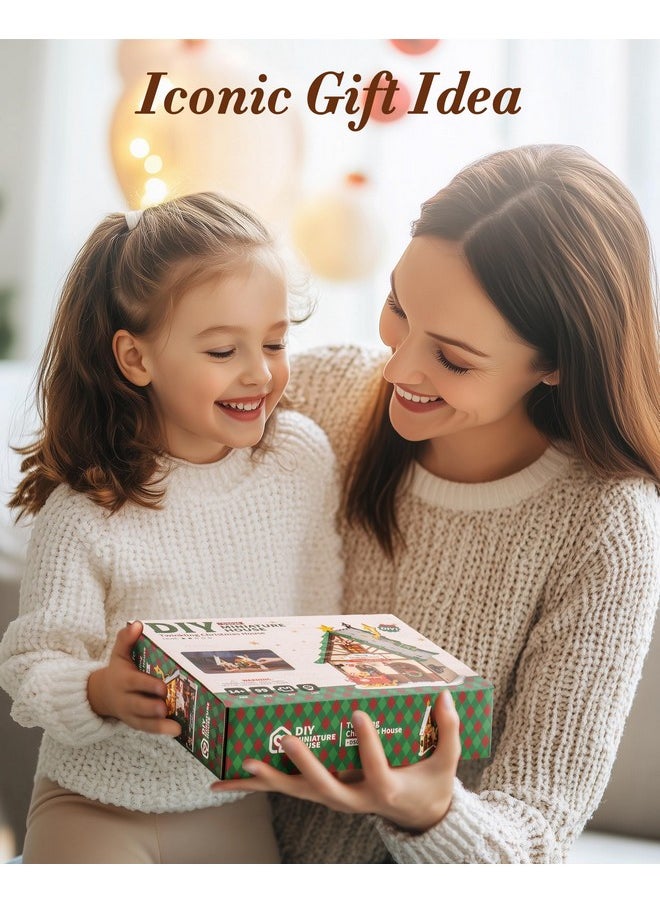 RoWood Miniature House Kit Christmas,Miniature Dollhouse Kits For Adults,Mini House Toy Building Kit,Craft Kits For Women Girls On Christmas-Twinkling Christmas House  - Image 5