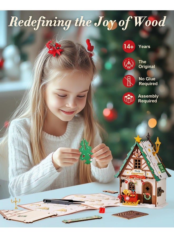 RoWood Miniature House Kit Christmas,Miniature Dollhouse Kits For Adults,Mini House Toy Building Kit,Craft Kits For Women Girls On Christmas-Twinkling Christmas House  - Image 3