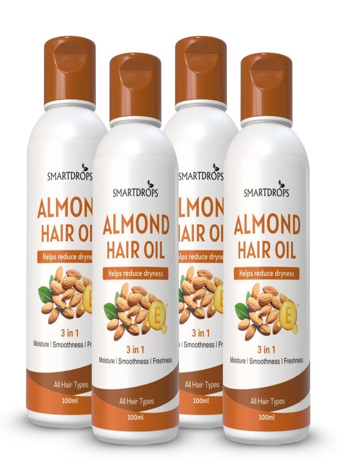 Smartdrops Almond Hair Oil with Vitamin E for Scalp Massage and Hair Grooming Routine, Lightweight Hair Oil Suitable for Everyday Use | 100ml (Pack 4) - Image 2