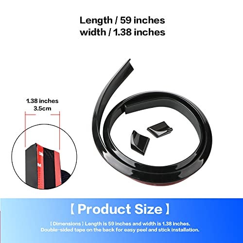 Banseko Car Trunk Spoiler Roof Lip Kit,3D PU Rear Trunk Lip or Roof Spoiler Sticker Bar with Carbon Fiber Pattern,Car Rear Spoiler Exterior Rear Spoiler Kit, Punch-Free Installation for Most Cars (Black) - Image 3
