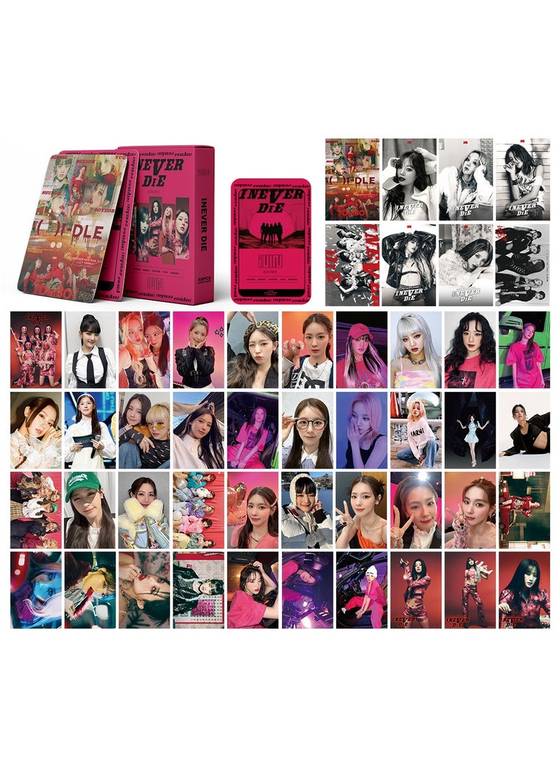xozgdovg Integrate small card KPOP Korean Wave photo card 55 boxed DIY collection IVE aid (G)I-DLE red 